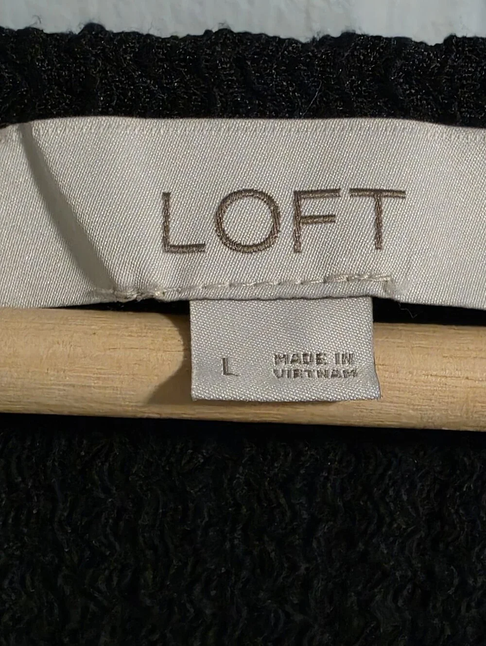 LOFT Waffle Weave Longlsleeve Scoopneck Puff Sleeve Blouse Navy Size L EUC